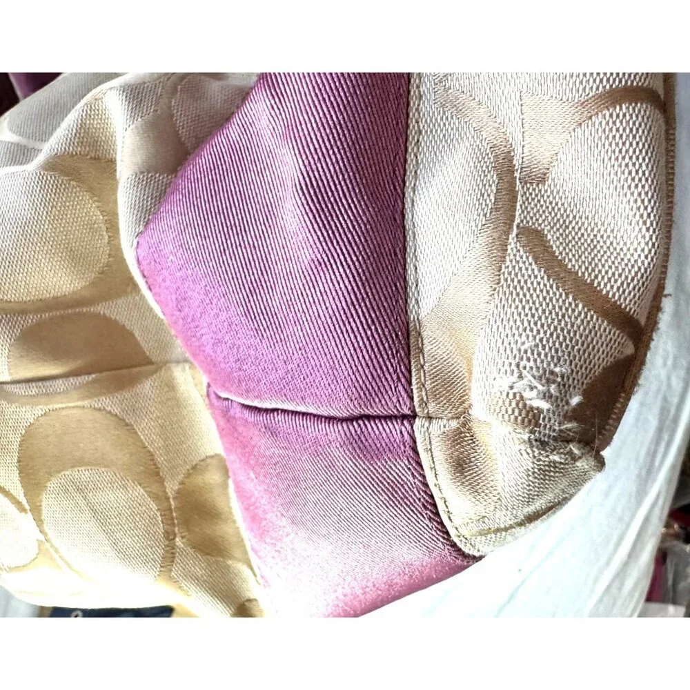 Coach‎ Signature Canvas Tote Bag/Diaper Bag Pink Leather Trim & Shoulder Strap